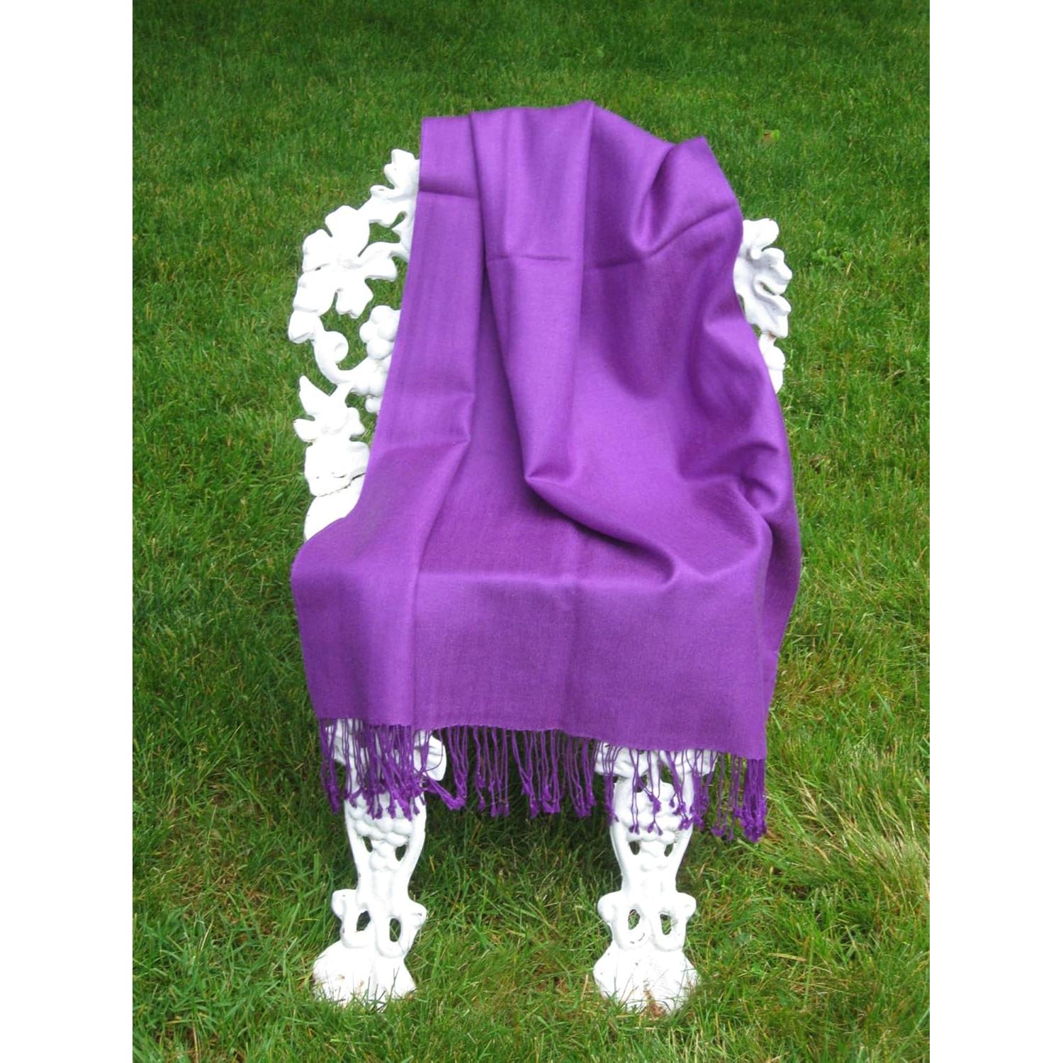 Chal Pashmina Amatista 203 cm Lana y Seda Tejido a Mano
