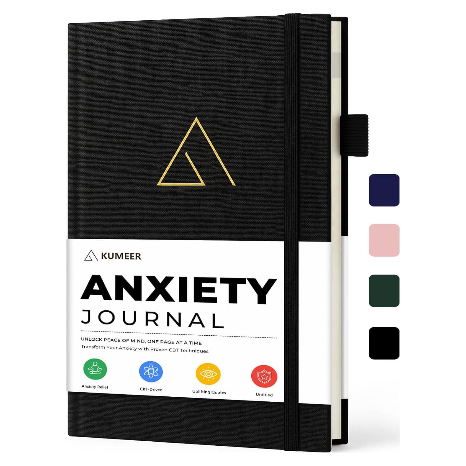 Diario Guiado de Ansiedad KUMEER - TCC y Mindfulness A5 Negro