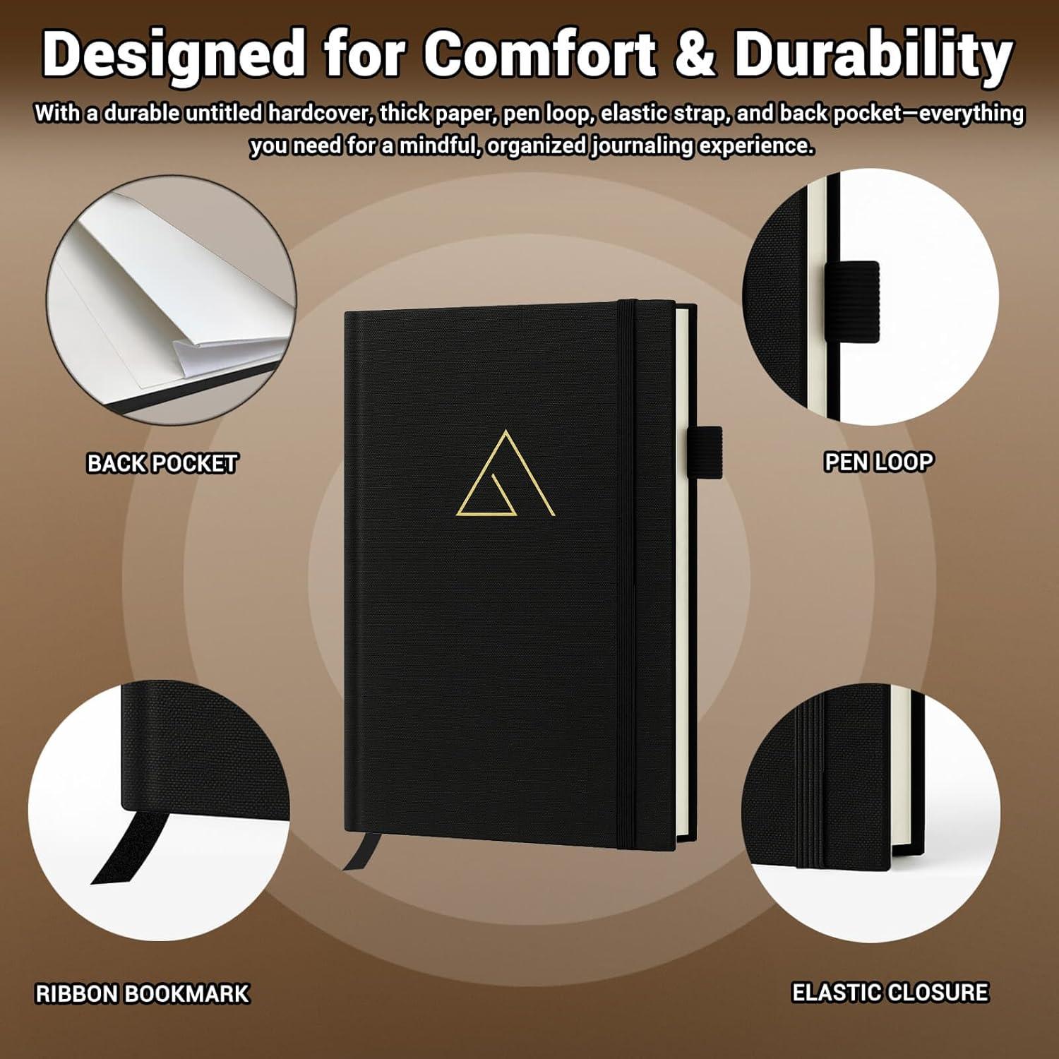 Diario Guiado de Ansiedad KUMEER - TCC y Mindfulness A5 Negro