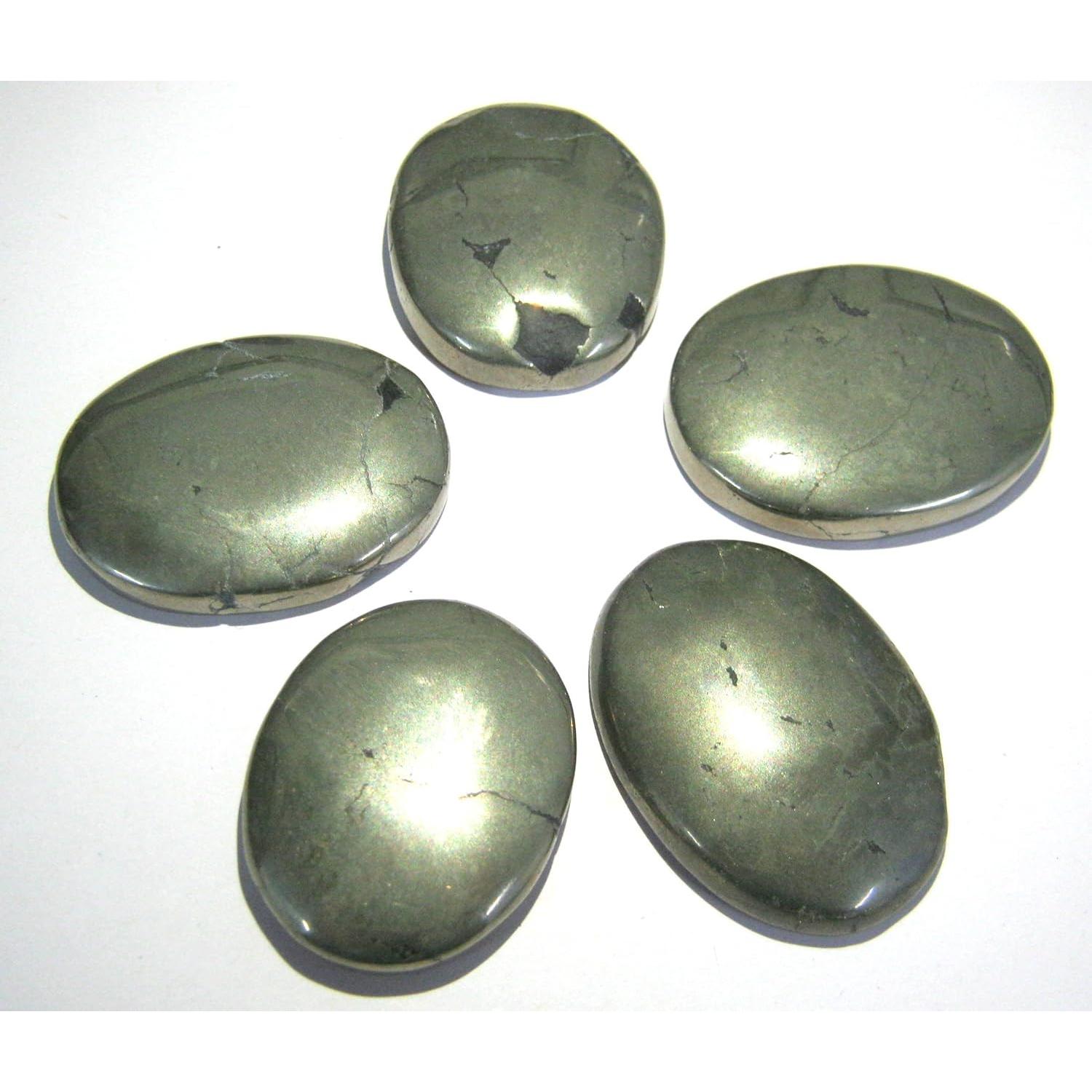 Lote de 5 Piedras de Pulgar de Pirita Dorada - Cristales Sanadores