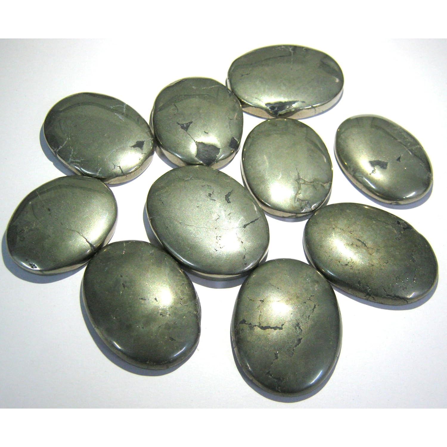 Lote de 5 Piedras de Pulgar de Pirita Dorada - Cristales Sanadores