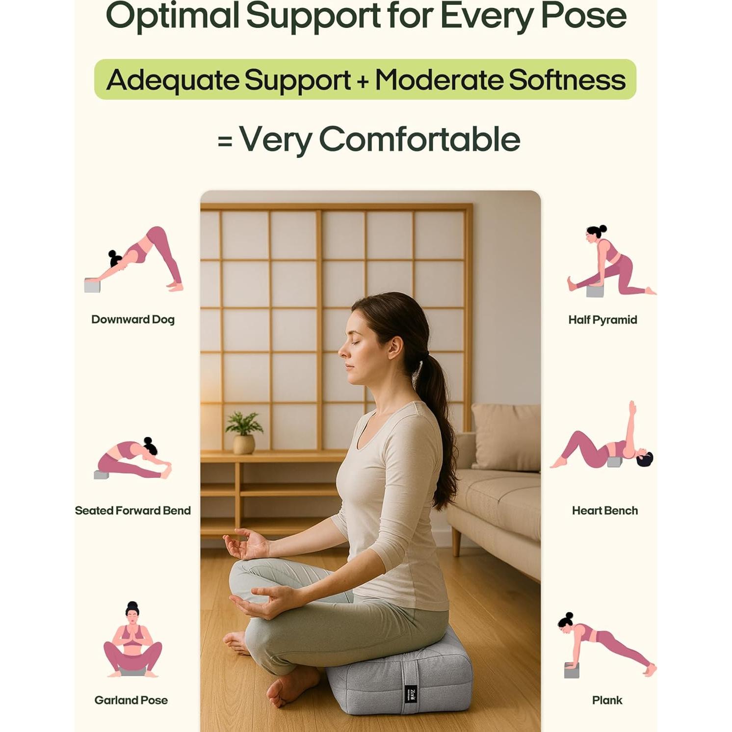 Almohada Bolster de Yoga ZonLi 66x28x18cm Algodón Gris