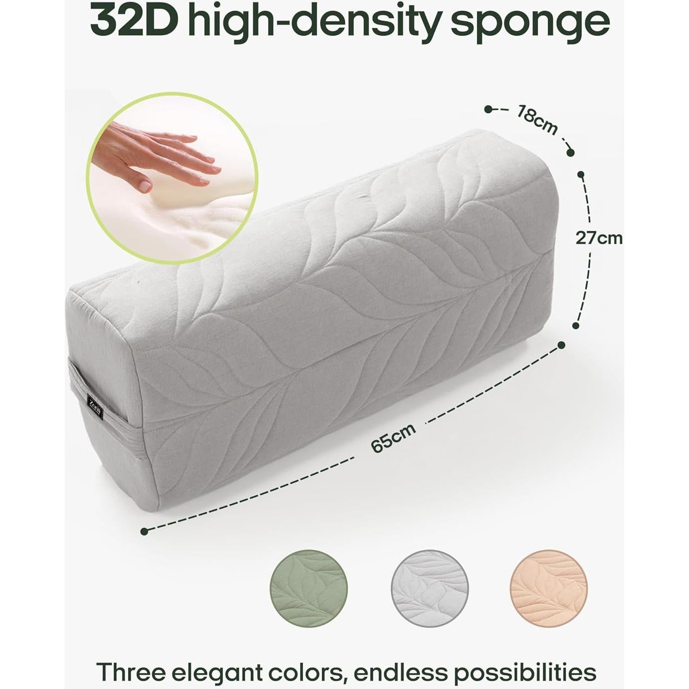 Almohada Bolster de Yoga ZonLi 66x28x18cm Algodón Gris