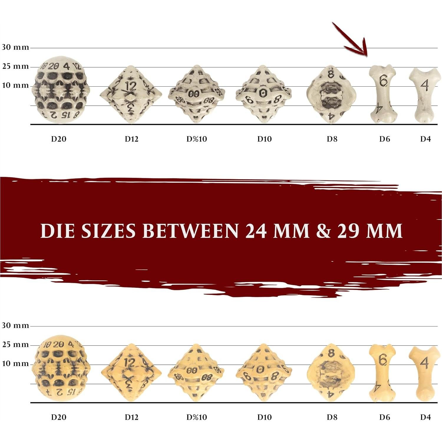 Juego de Dados D6 LYNX - Set de 6 Dados Hueso Blanco