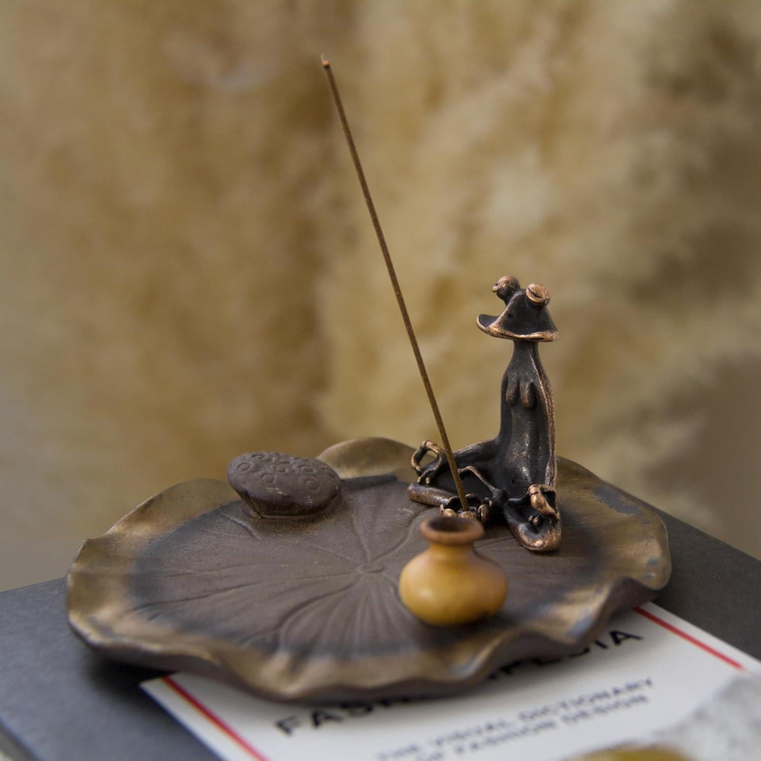 Soporte de Incienso Cerámica Liandxy Rana Meditación Grande