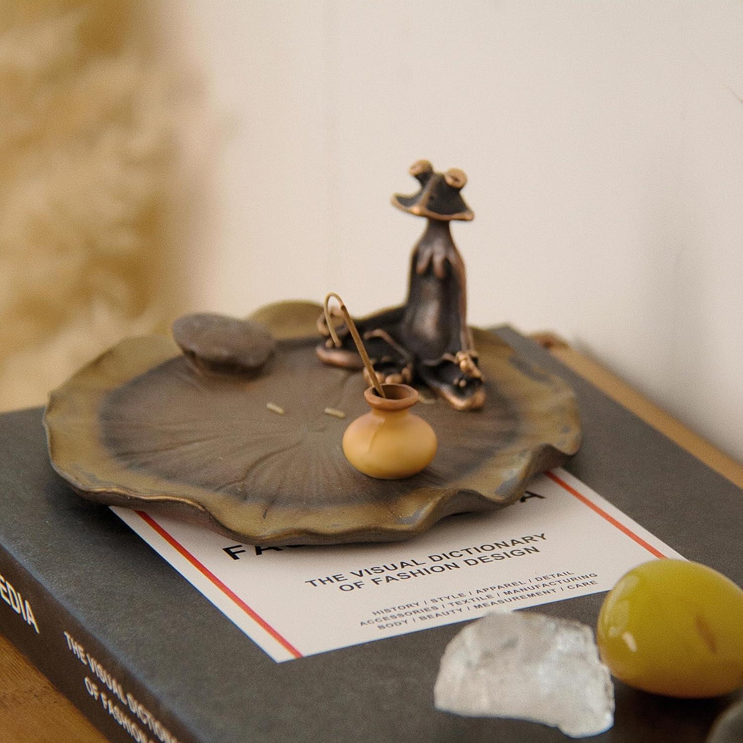 Soporte de Incienso Cerámica Liandxy Rana Meditación Grande