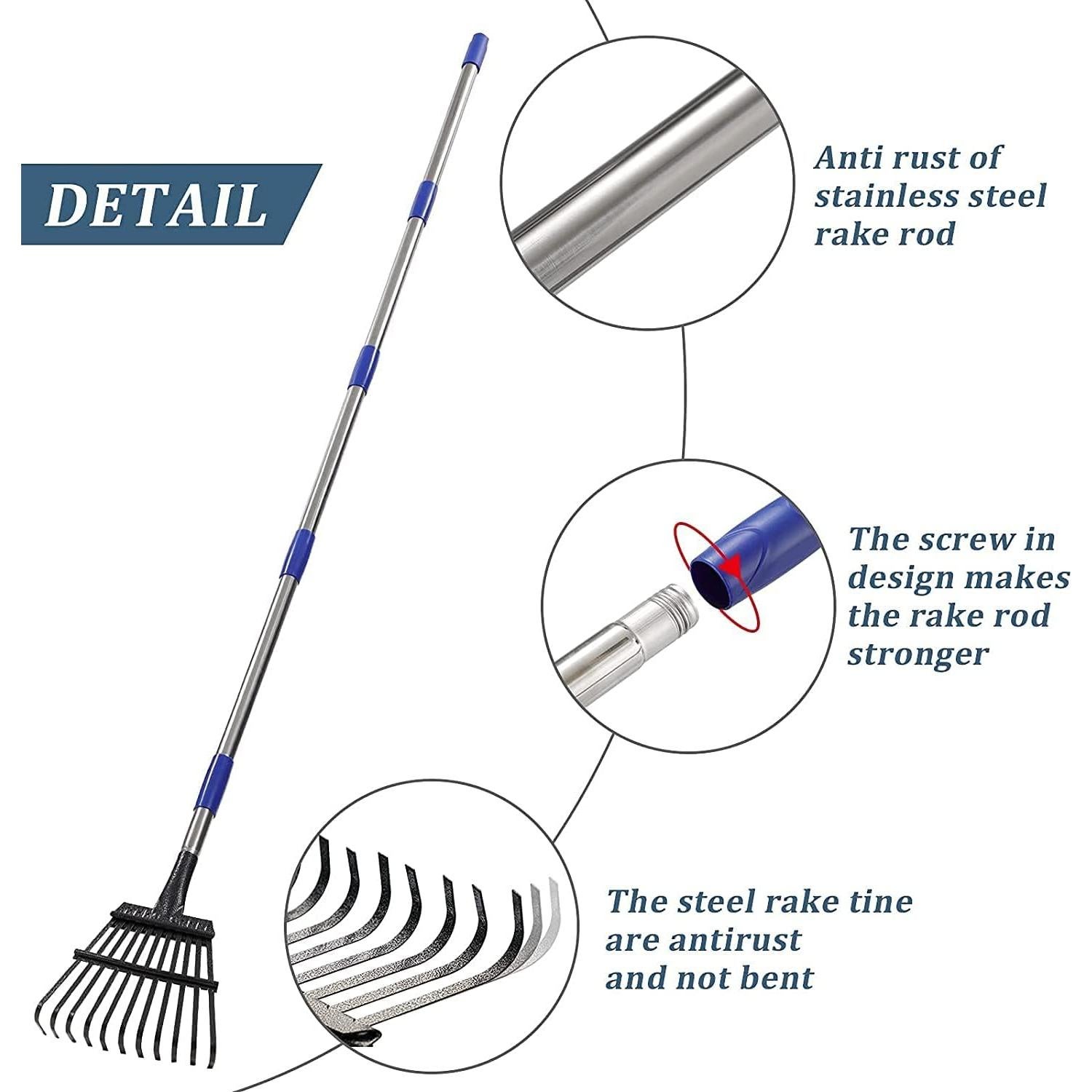 Rastrillo de Jardín Bird Twig 11 Púas 21.6 cm Ancho Mango 198 cm