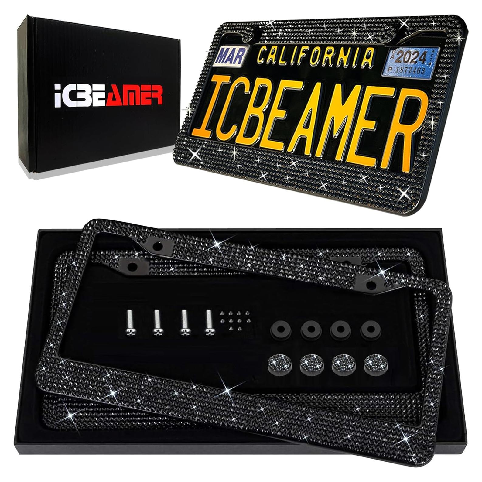 Marco de Placa de Licencia ICBEAMER de Acero Inoxidable 2 Piezas