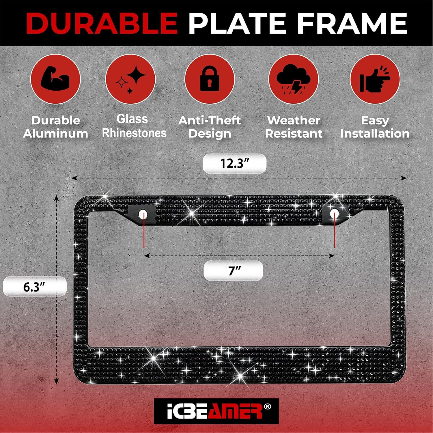Marco de Placa de Licencia ICBEAMER de Acero Inoxidable 2 Piezas