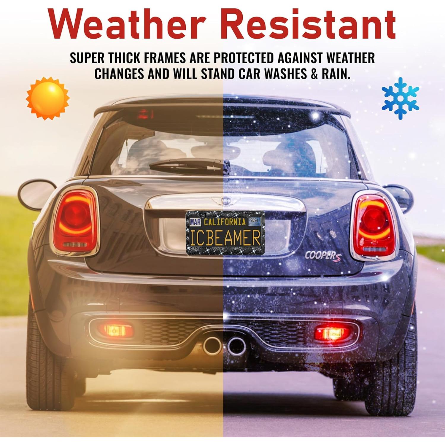 Marco de Placa de Licencia ICBEAMER de Acero Inoxidable 2 Piezas