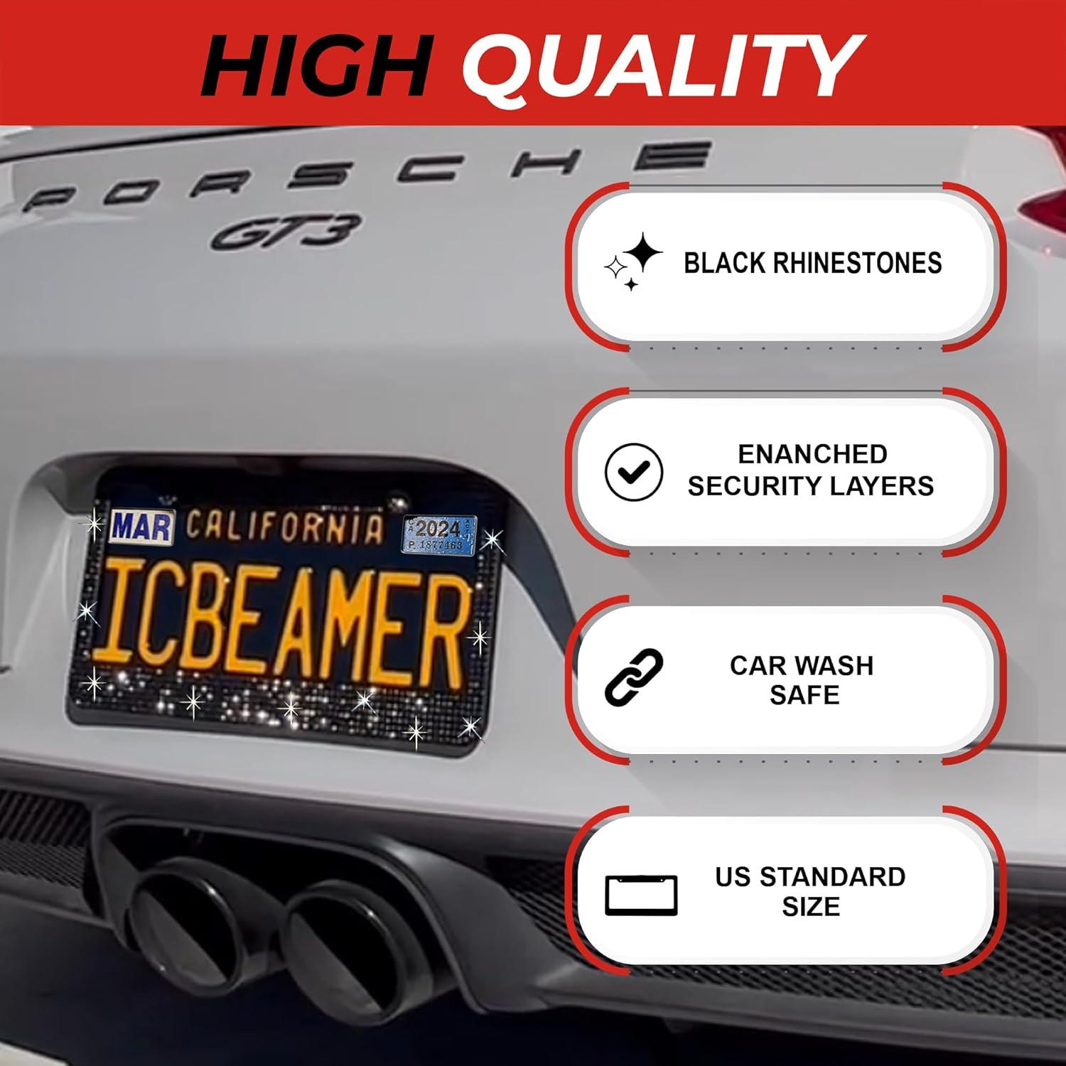 Marco de Placa de Licencia ICBEAMER de Acero Inoxidable 2 Piezas