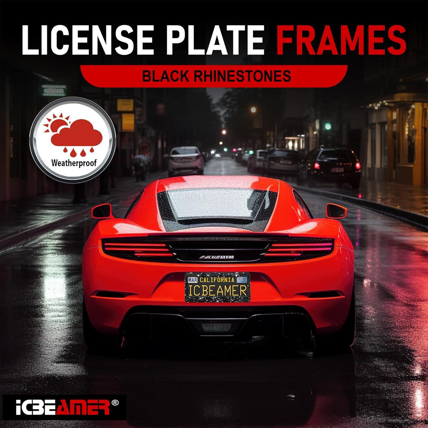 Marco de Placa de Licencia ICBEAMER de Acero Inoxidable 2 Piezas