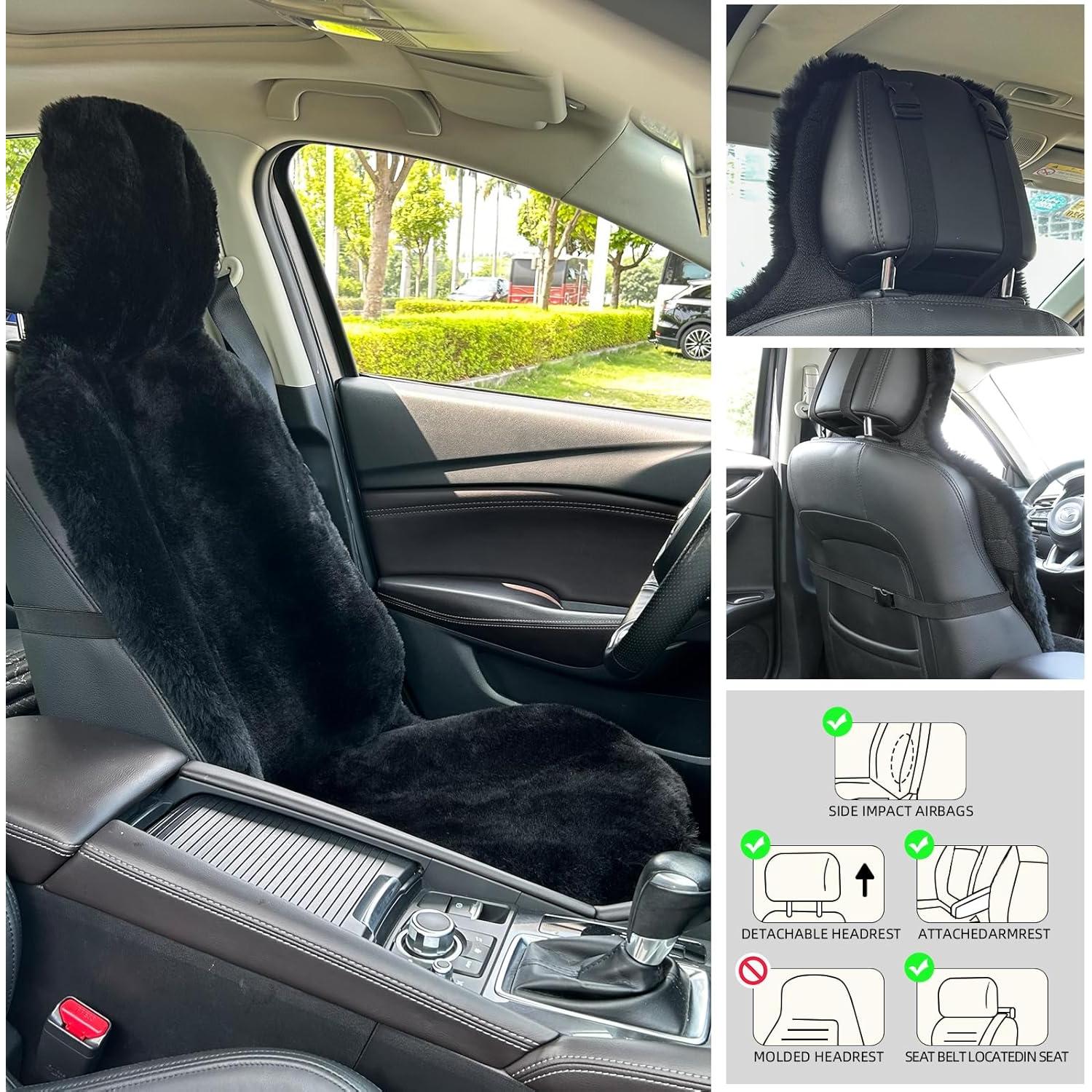 Funda de Asiento Aegis de Piel de Oveja Merino Negra Universal