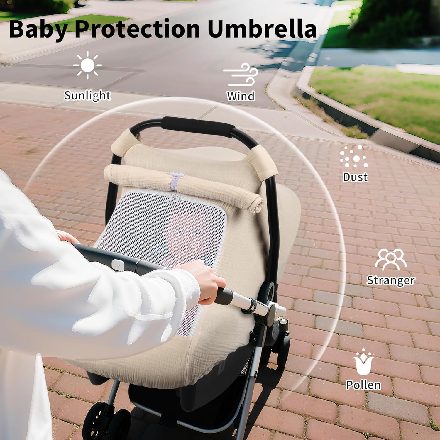 Cubierta de Asiento de Coche Rquite Beige para Bebé - Muslín Transpirable