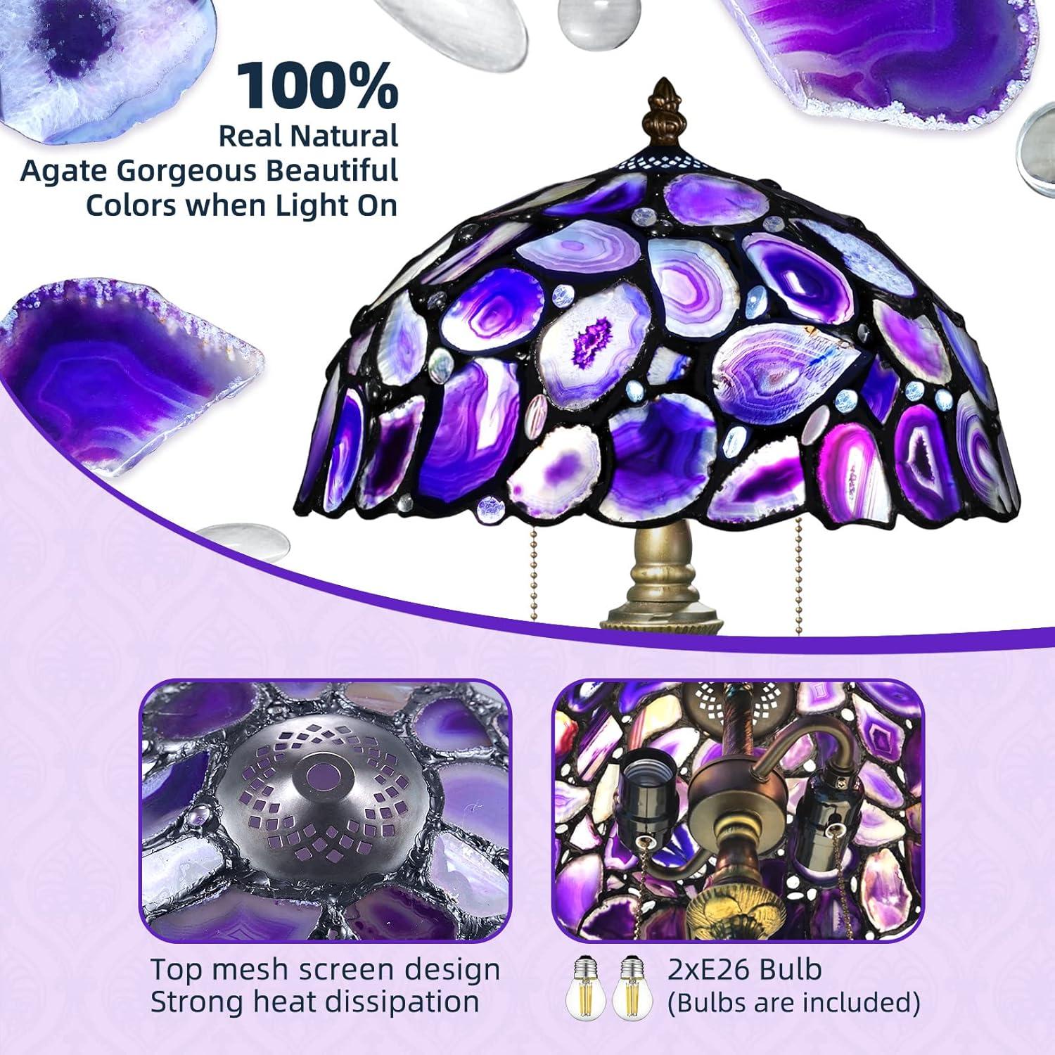 Lámpara de Mesa Tiffany Nizrsky 30x30 cm Ágata Morado