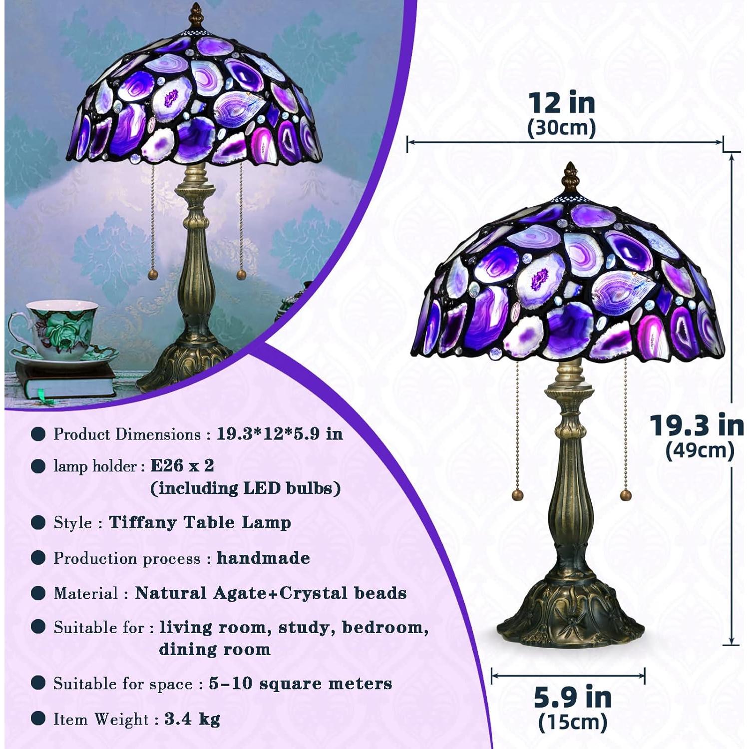 Lámpara de Mesa Tiffany Nizrsky 30x30 cm Ágata Morado