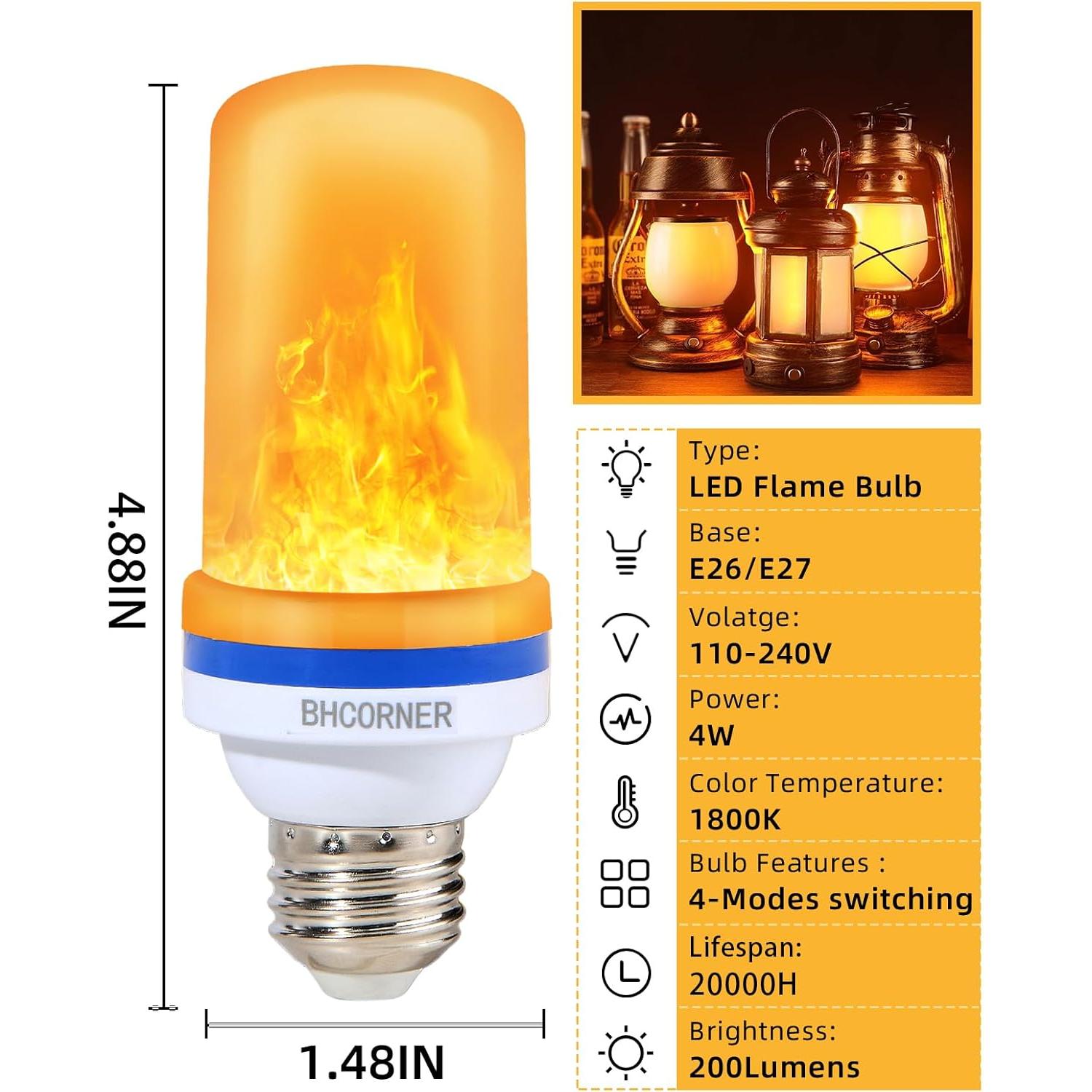 Bombillas LED E26/E27 efecto llama naranja - Paquete de 2
