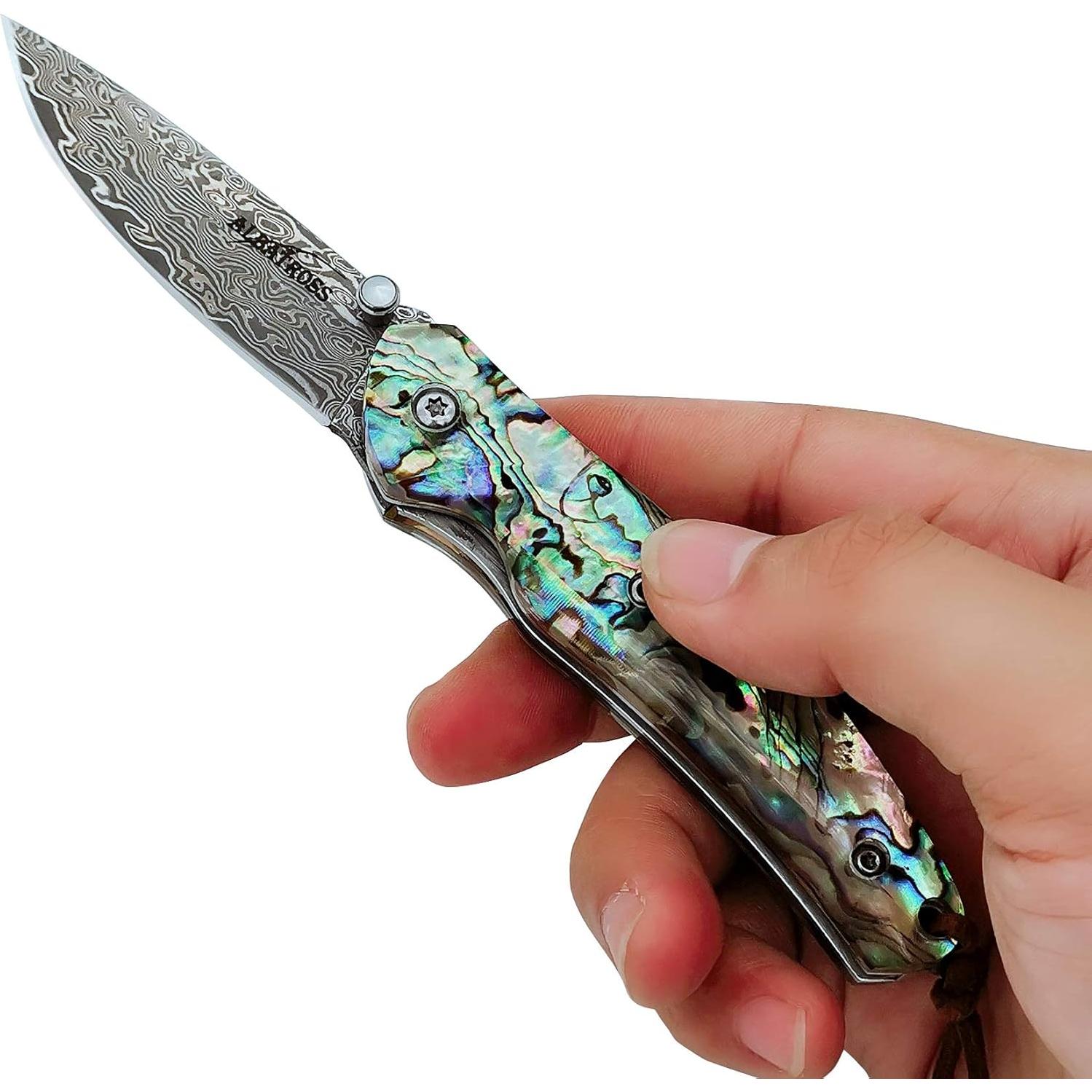 Cuchillo Plegable ALBATROSS HGDK015B - Acero Damasco 16.51 cm