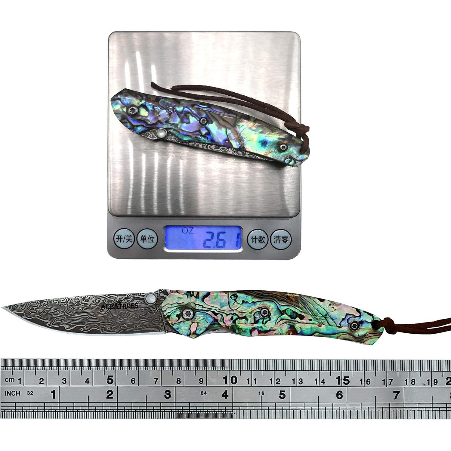 Cuchillo Plegable ALBATROSS HGDK015B - Acero Damasco 16.51 cm