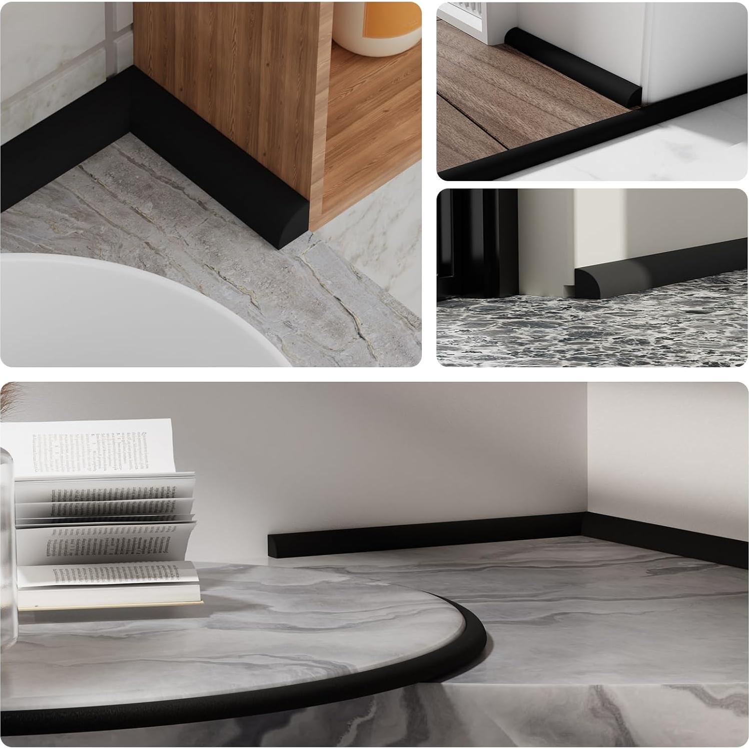 Moldura Flexible Autoadhesiva WURJHSONG 99 cm Caucho Negro