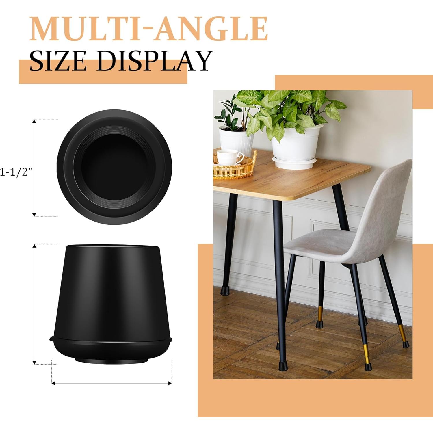 Tapas de patas de silla de goma VOCOMO 38-39mm antideslizantes 4 unidades