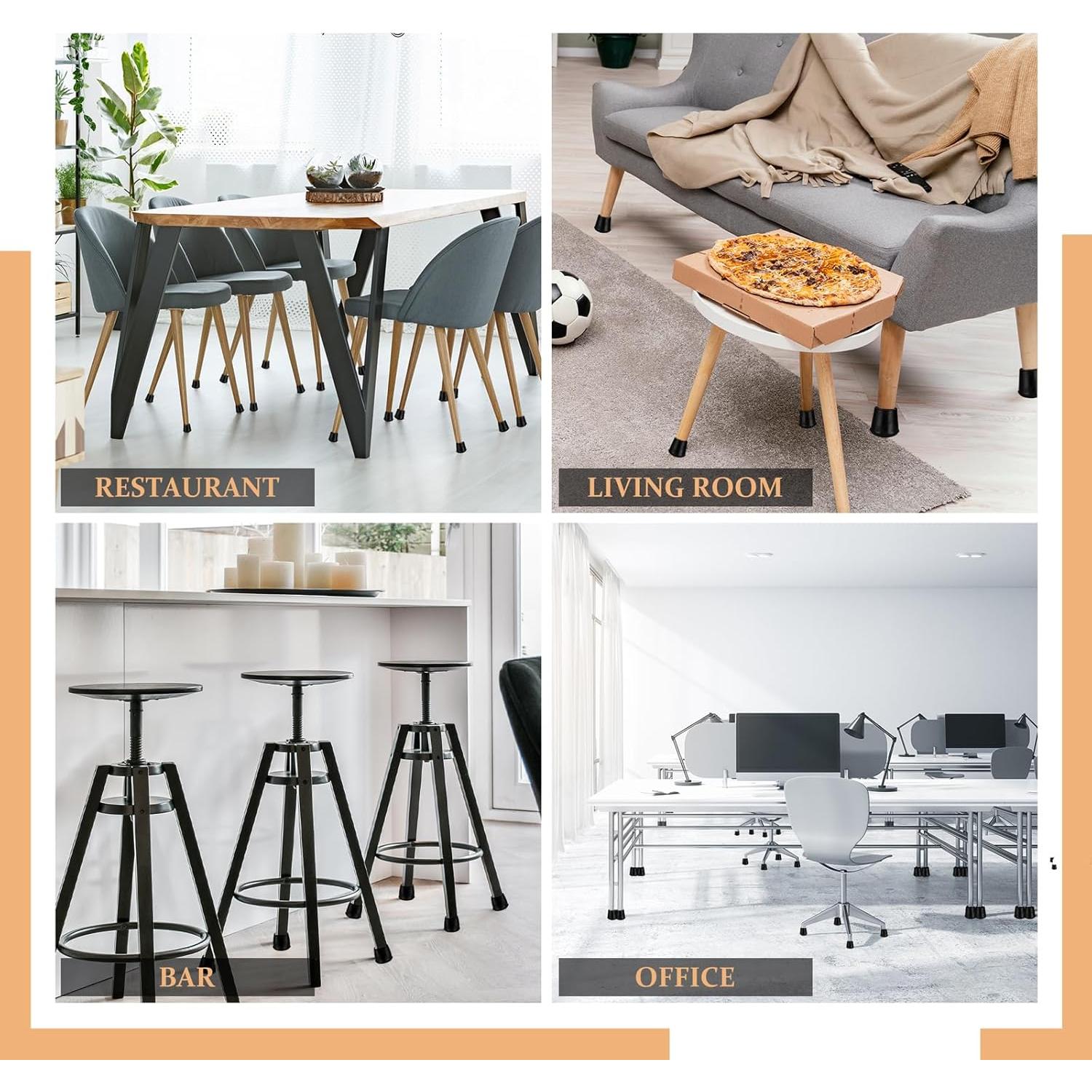 Tapas de patas de silla de goma VOCOMO 38-39mm antideslizantes 4 unidades