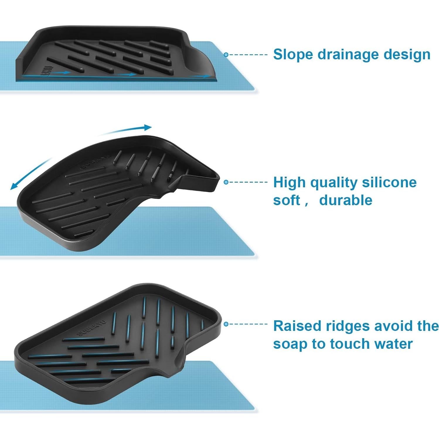 Bandeja de Jabón de Silicona SUBEKYU para Fregadero 24.1x12.7cm