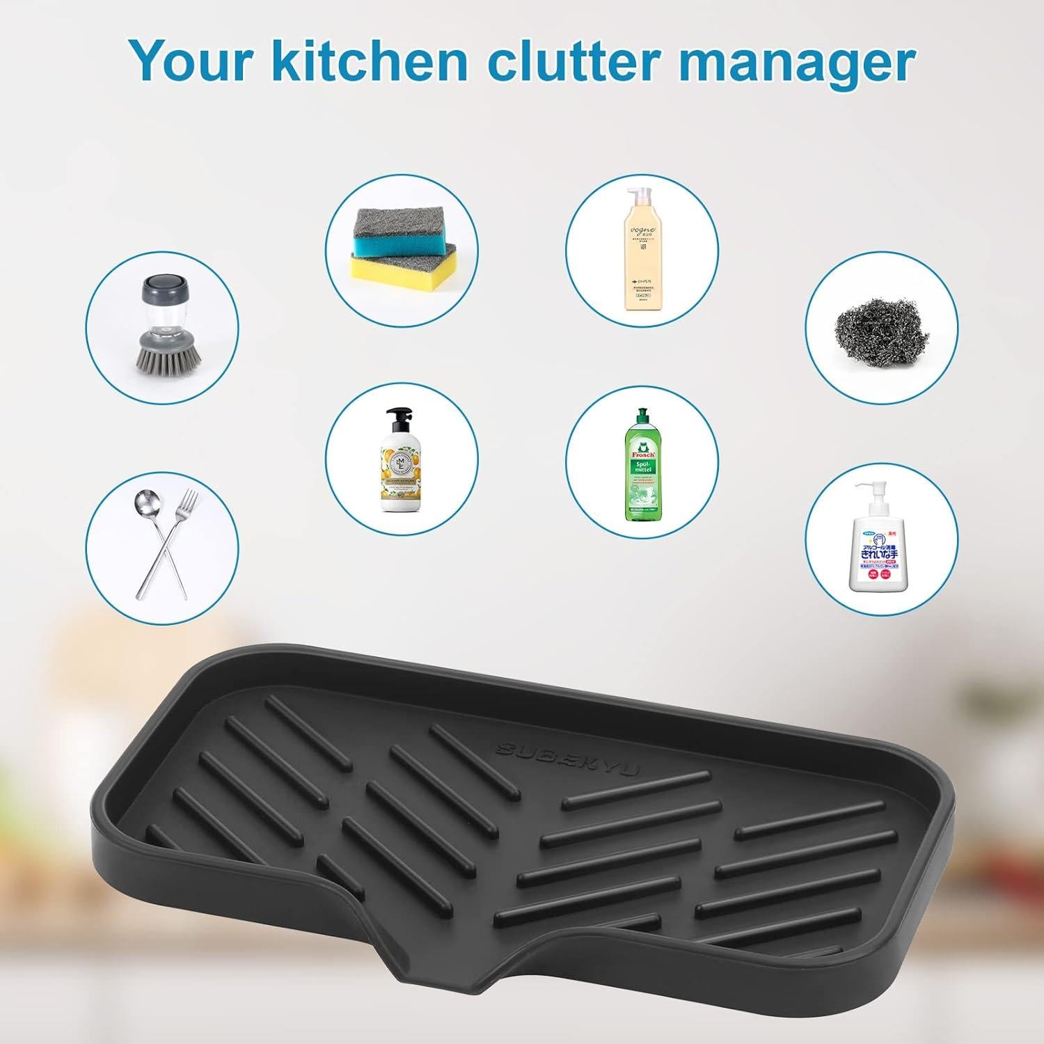 Bandeja de Jabón de Silicona SUBEKYU para Fregadero 24.1x12.7cm