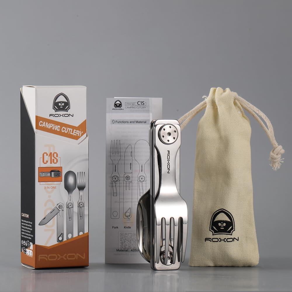 Utensilios de Camping Roxon C1 3 en 1 Acero Inoxidable