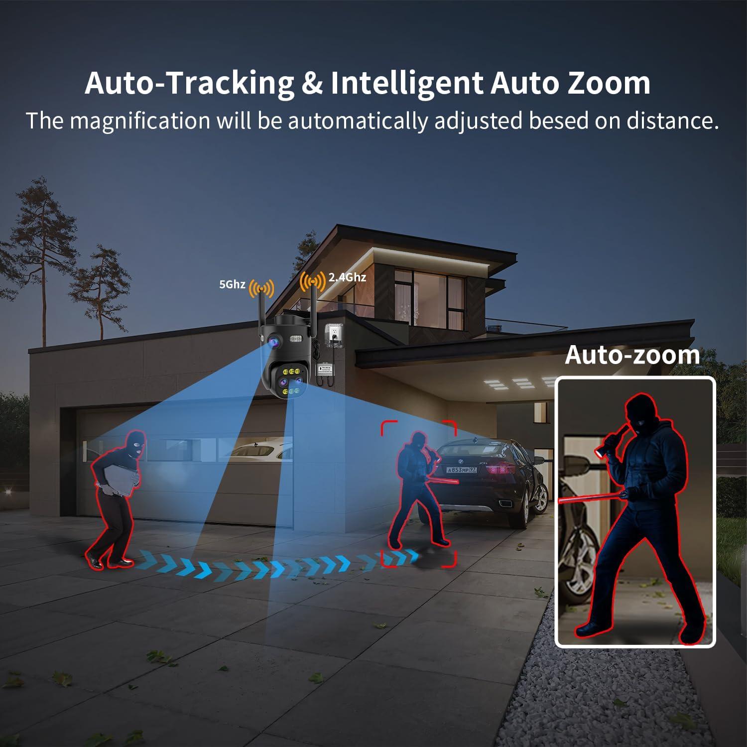 Cámara de Seguridad Exterior LUOVISEE 1296p con Zoom 10X