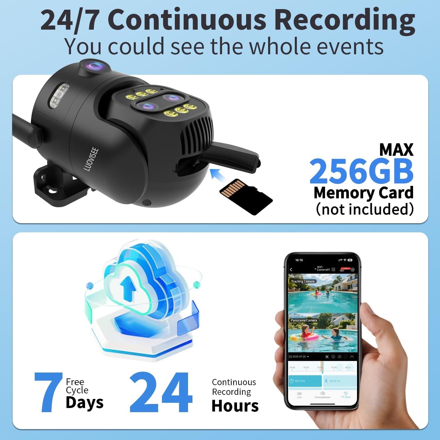 Cámara de Seguridad Exterior LUOVISEE 1296p con Zoom 10X