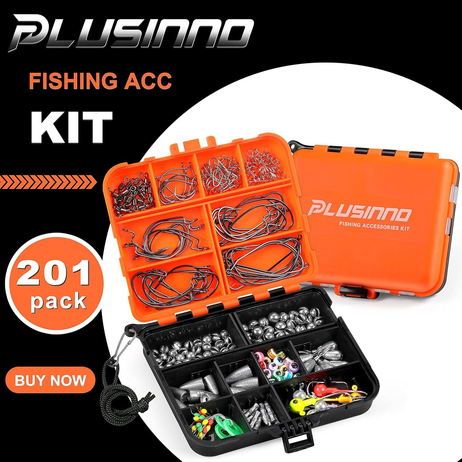Kit de Pesca PLUSINNO 201pcs con Accesorios y Caja