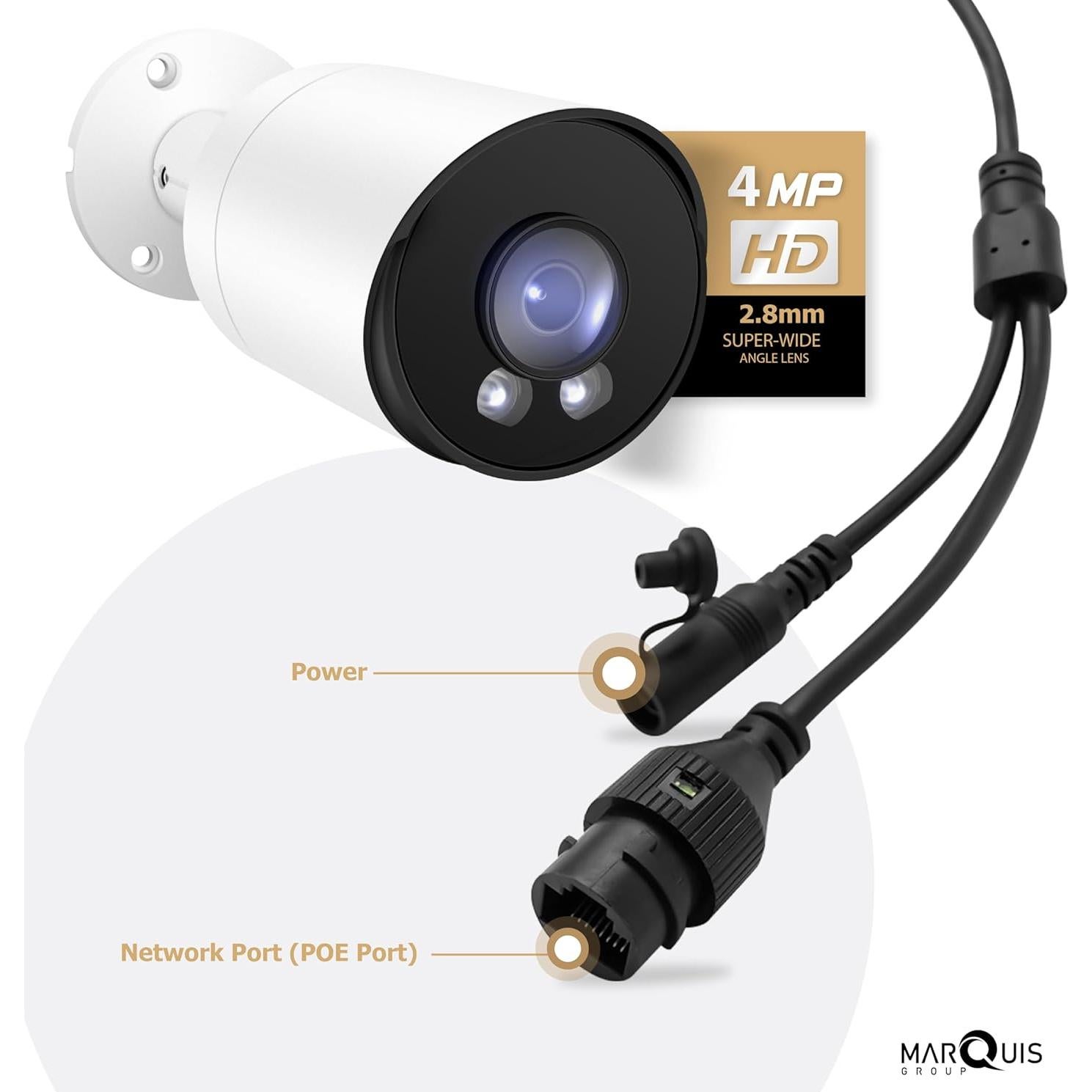 Cámara IP Bullet PoE 4MP Marquis Exterior Impermeable IP66