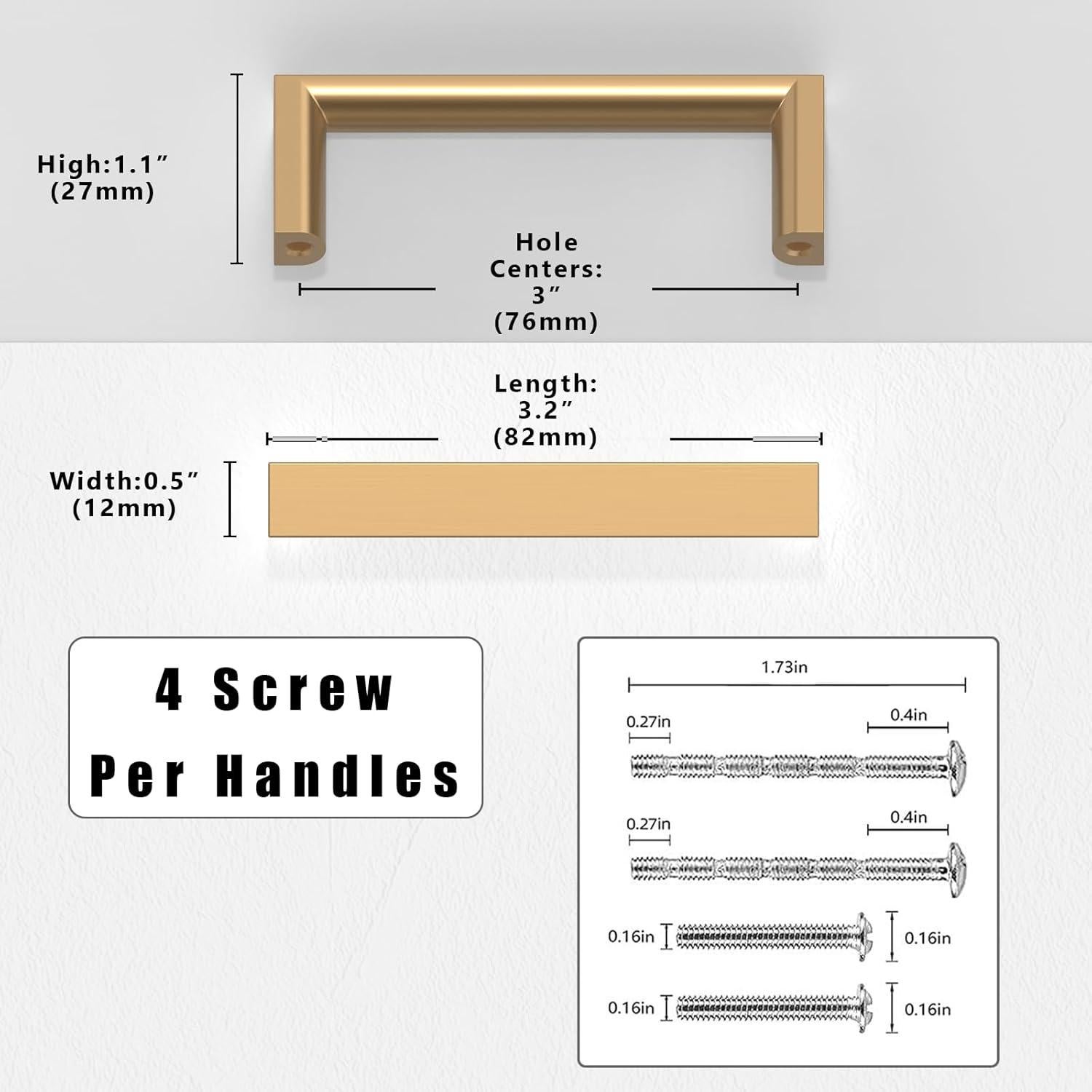 Paquete de 10 Tiradores de Gabinete Asimerdeco Bronce 76mm
