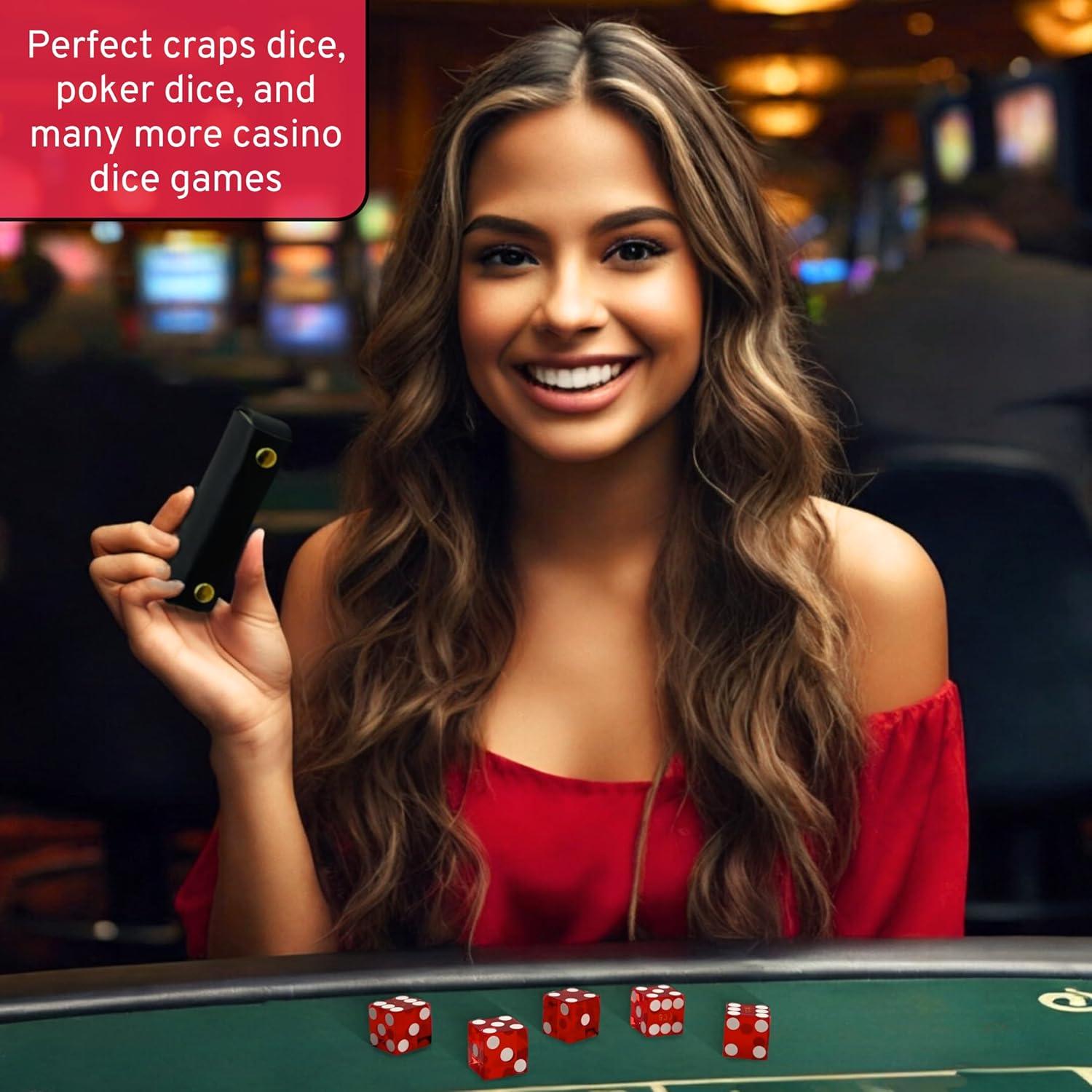 Dados de Casino Luck Lab 19mm Set de 5 con Estuche Rojo