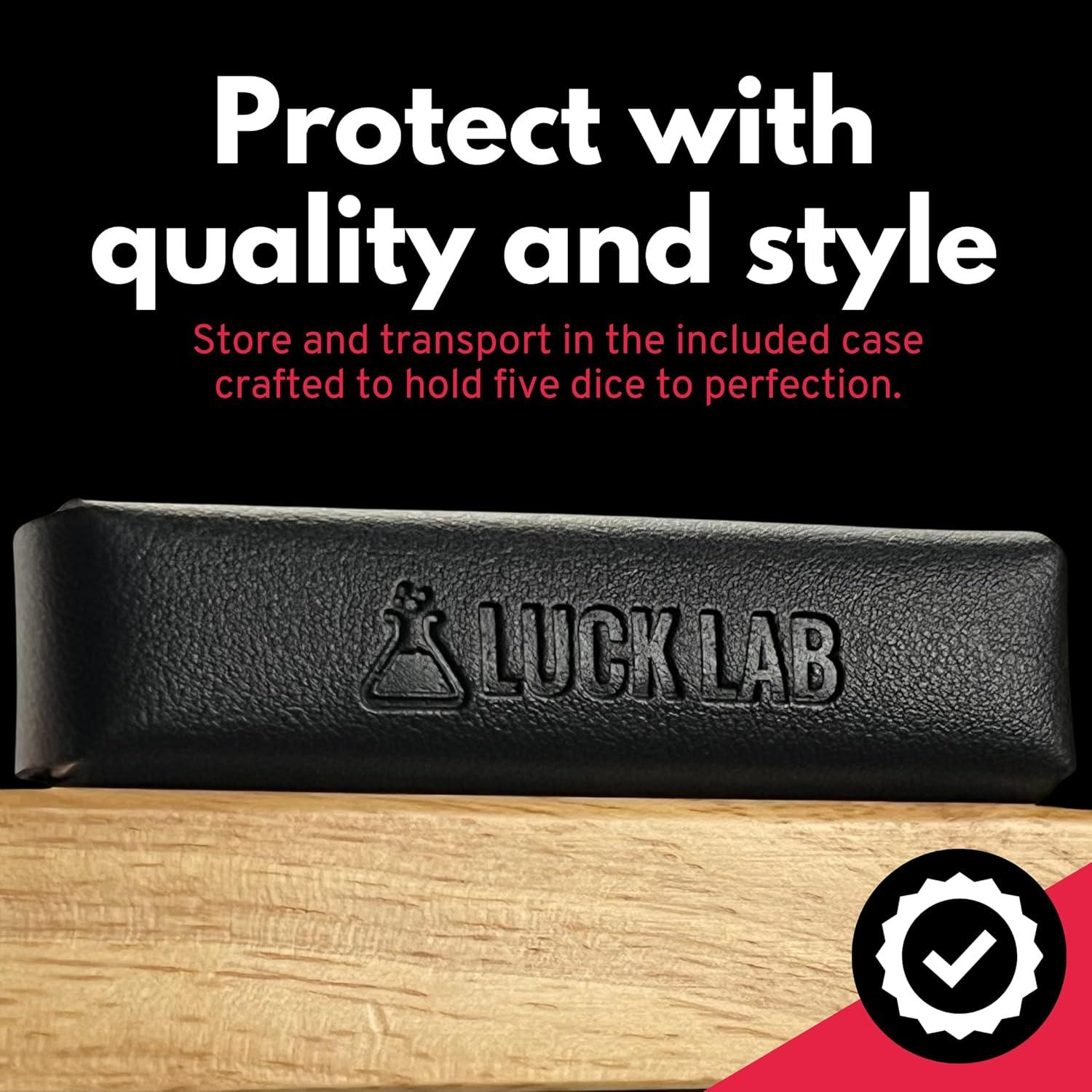 Dados de Casino Luck Lab 19mm Set de 5 con Estuche Rojo