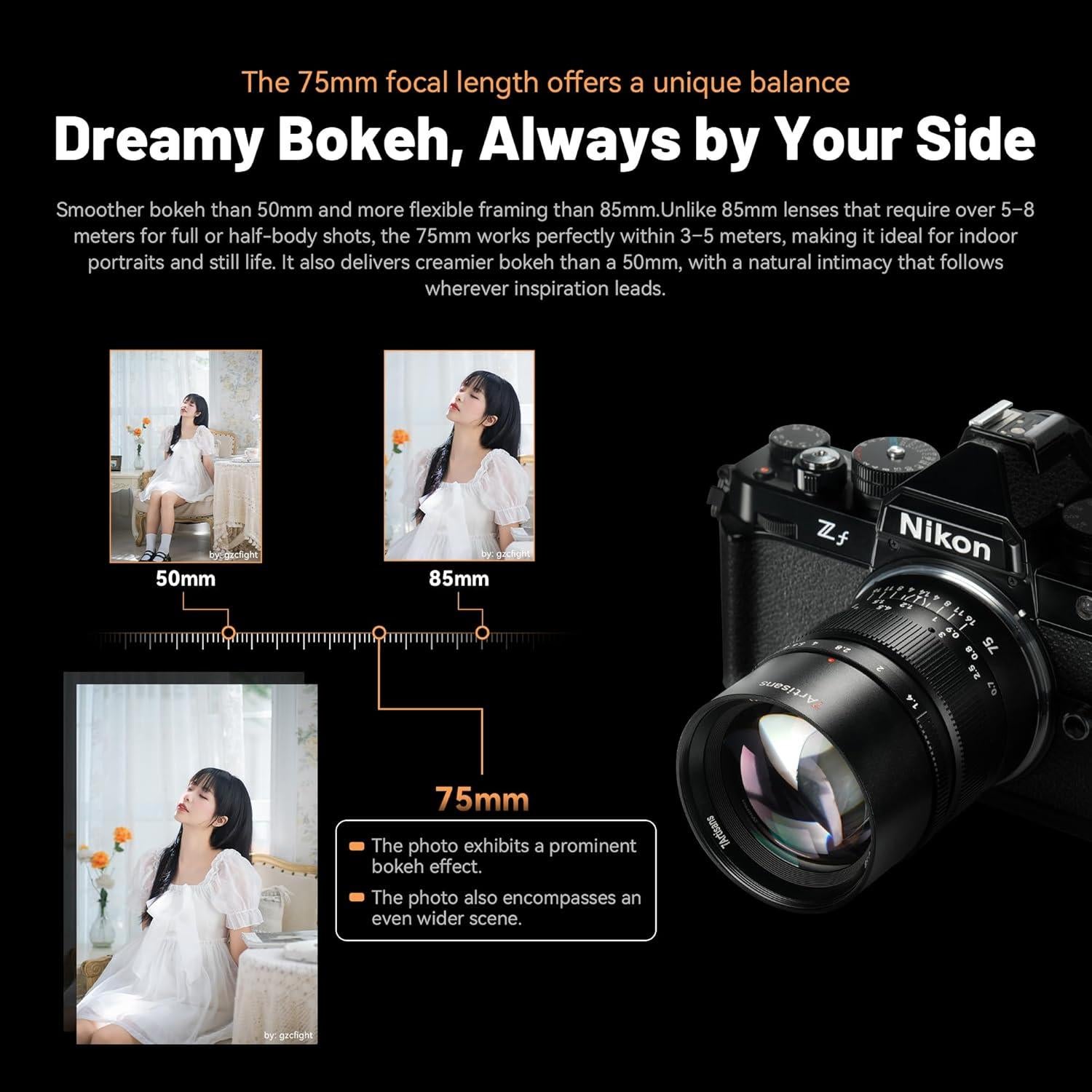 Lente Prime 7artisans 75mm F1.4 para cámaras Leica/Panasonic