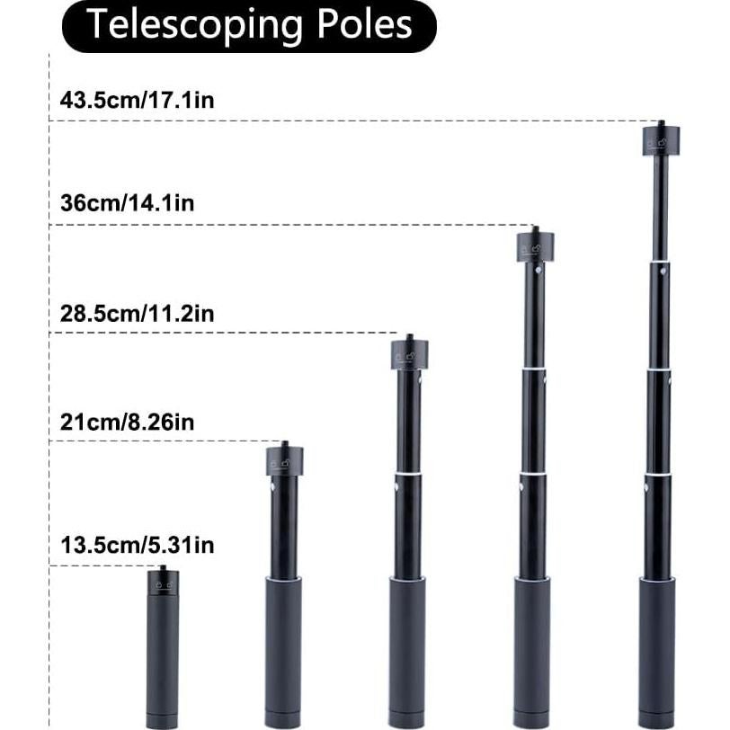 Varilla de Extensión Telescópica 43cm Aluminio Gimbal
