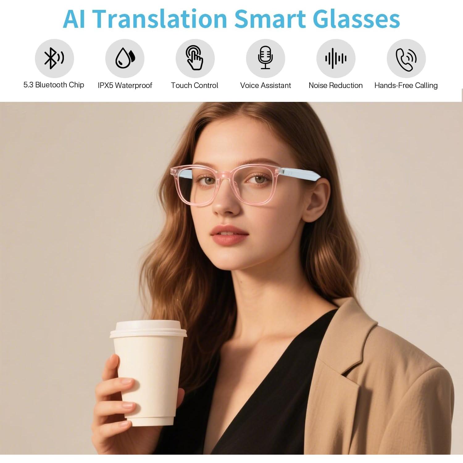 Gafas Inteligentes AI Padom UF-08 para Mujeres, Traducción 160+ Idiomas