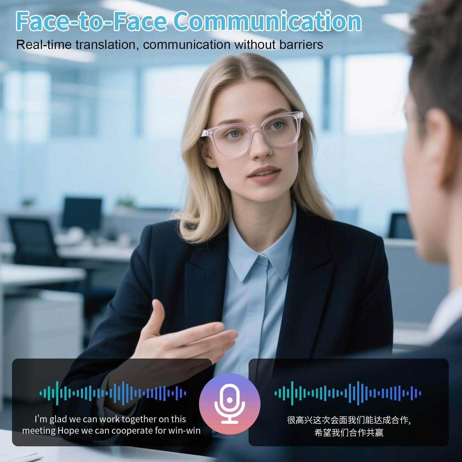 Gafas Inteligentes AI Padom UF-08 para Mujeres, Traducción 160+ Idiomas