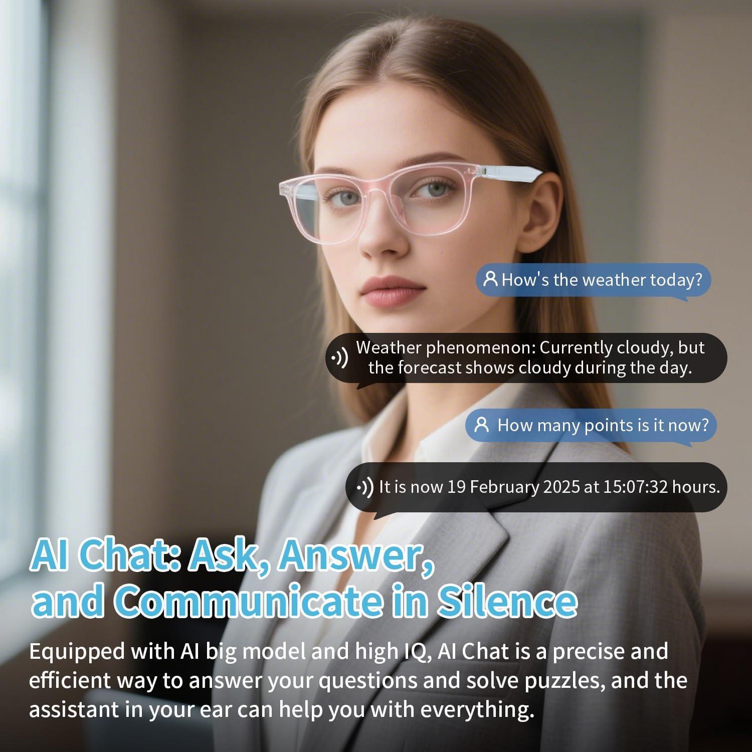 Gafas Inteligentes AI Padom UF-08 para Mujeres, Traducción 160+ Idiomas