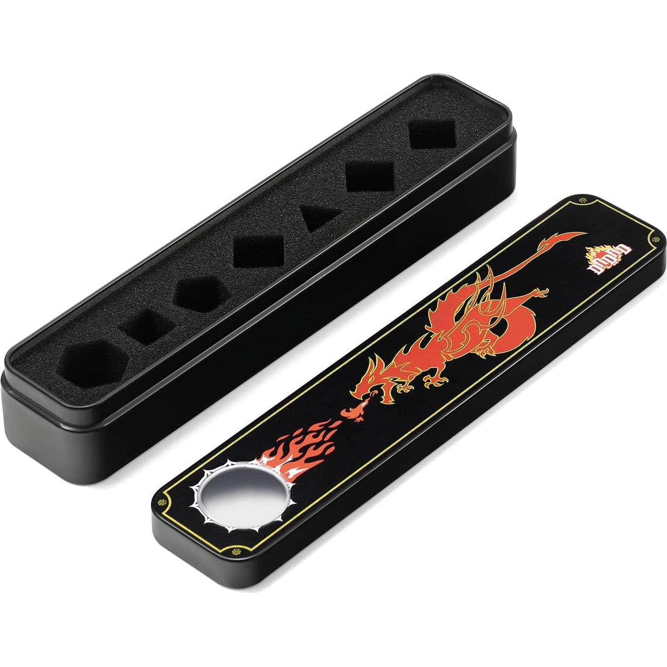 Juego de Dados Metálicos D&D DNDND 7 Piezas Verde y Púrpura