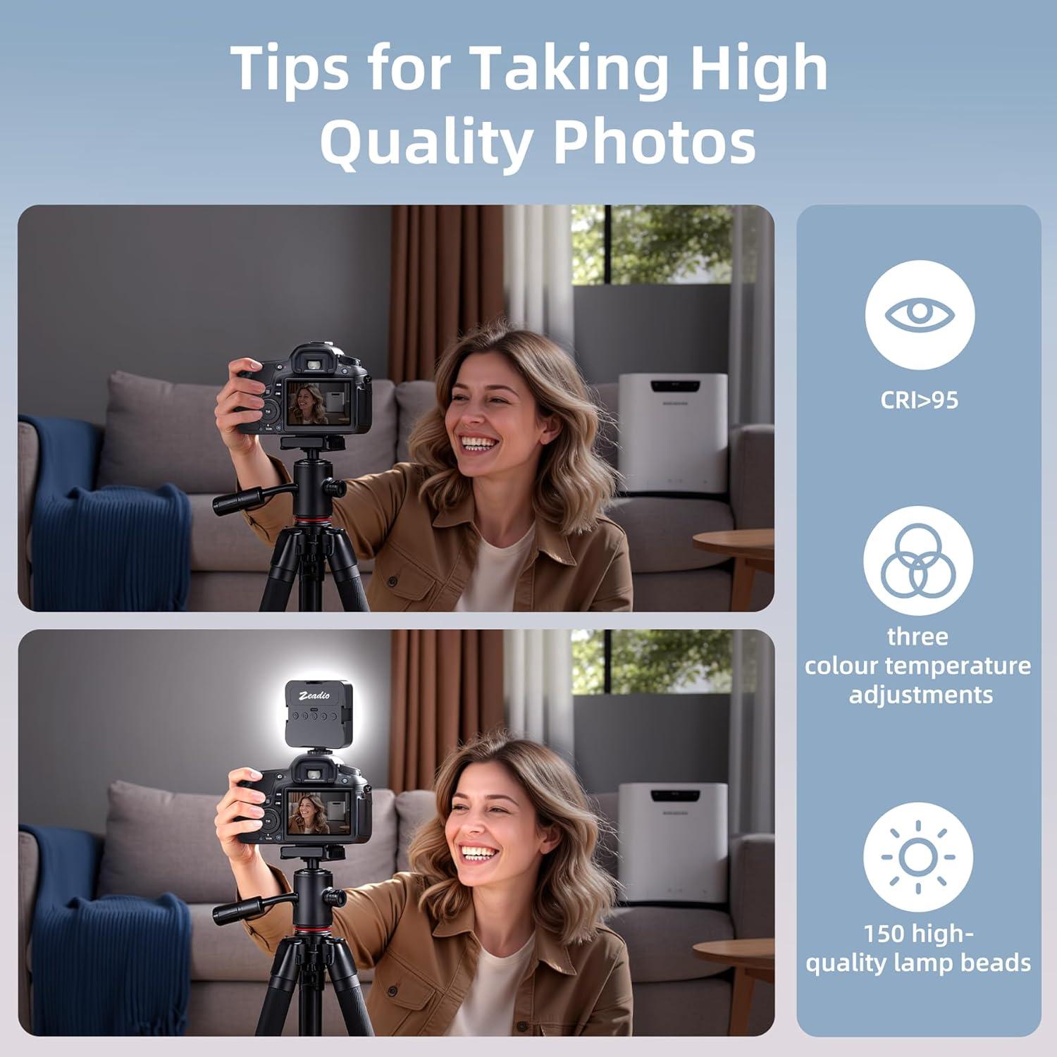 Estabilizador de Video Zeadio con Luz RGB para Cámaras DSLR