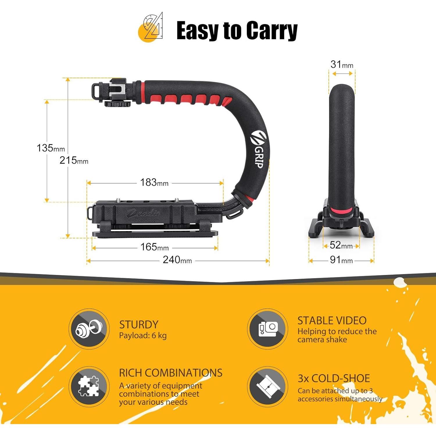 Estabilizador de Video Zeadio con Luz RGB para Cámaras DSLR