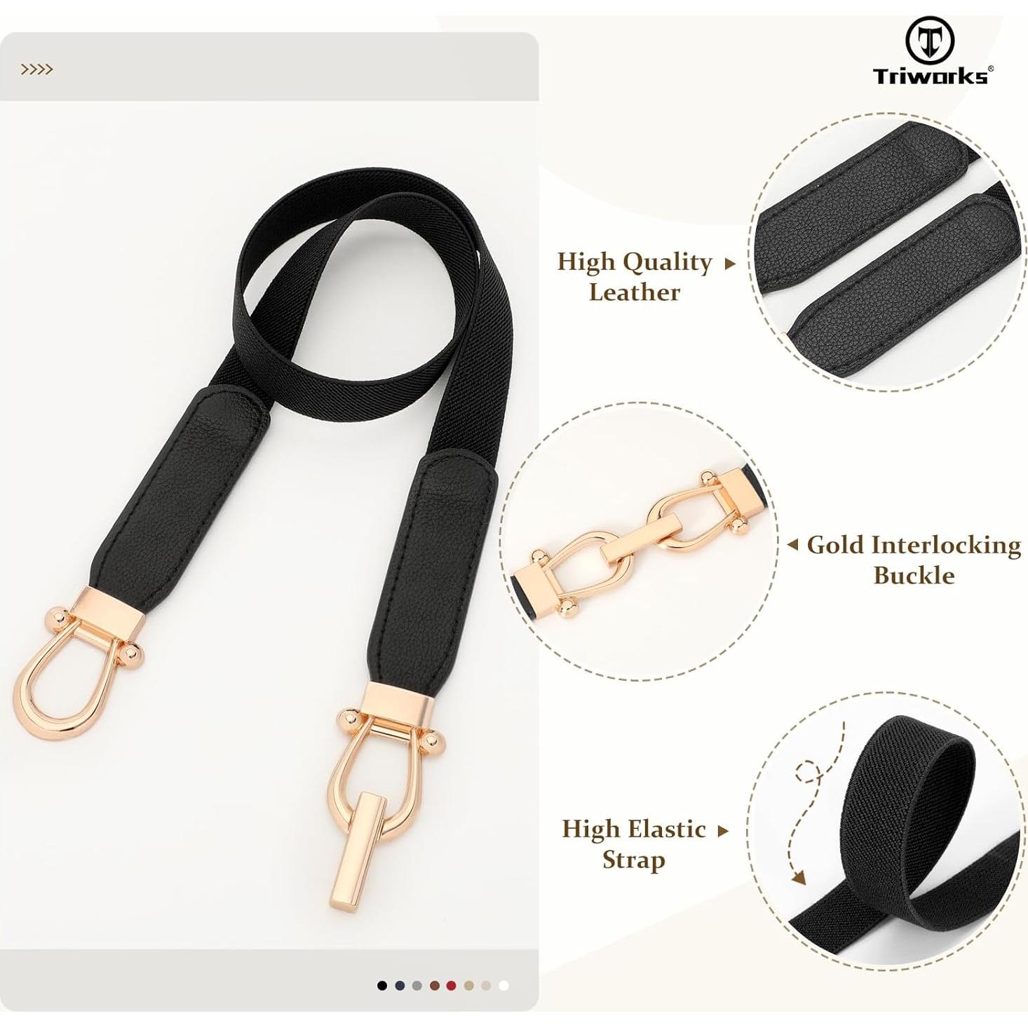 4 Cinturones Elásticos Ajustados para Mujeres con Hebilla Dorada