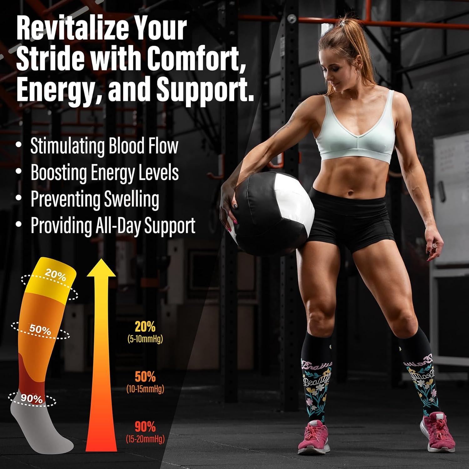 Calcetines de Compresión de Cobre FEYHAY 15-20 mmHg (5 Pares)