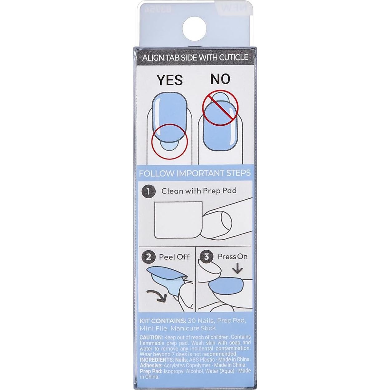 Uñas Postizas KISS imPRESS Baby Why So Blue Cortas 30 Uñas