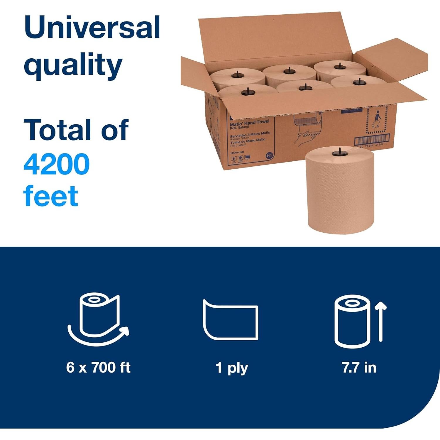 Toallas de Papel Tork Matic H1 Natural 6 Rollos 213.36 m