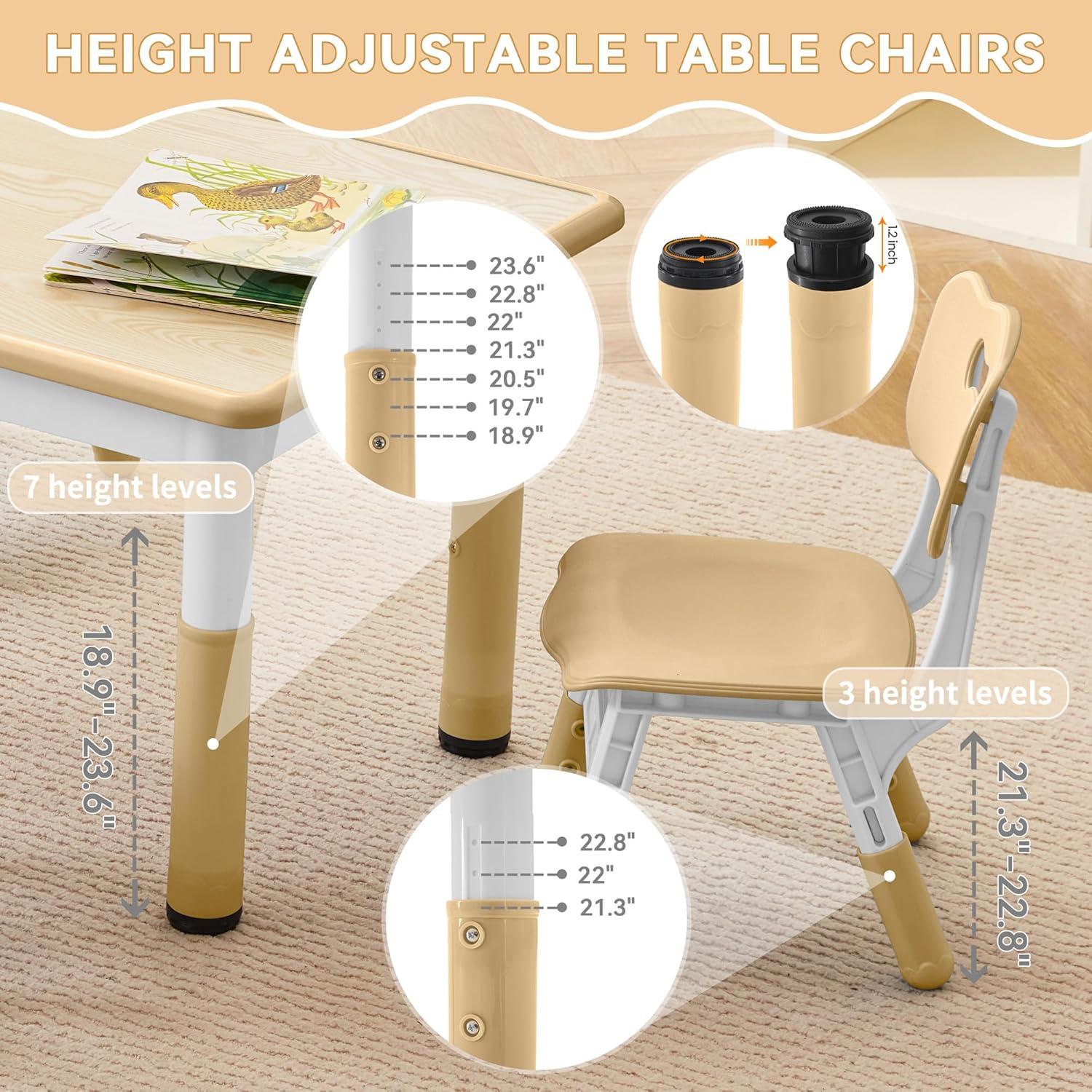 Conjunto Mesa y Sillas Ajustables GITAWUSA para Niños 3-8 Años