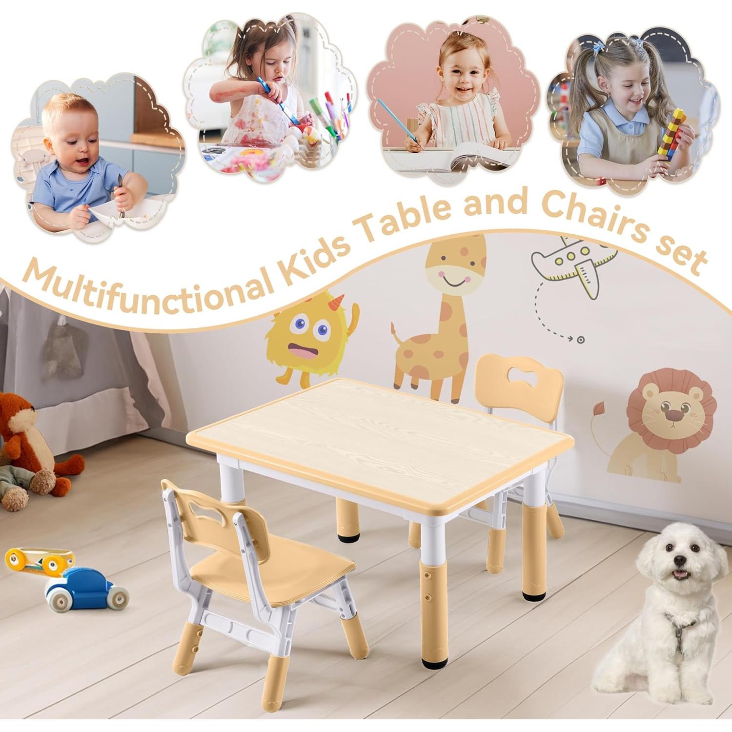 Conjunto Mesa y Sillas Ajustables GITAWUSA para Niños 3-8 Años